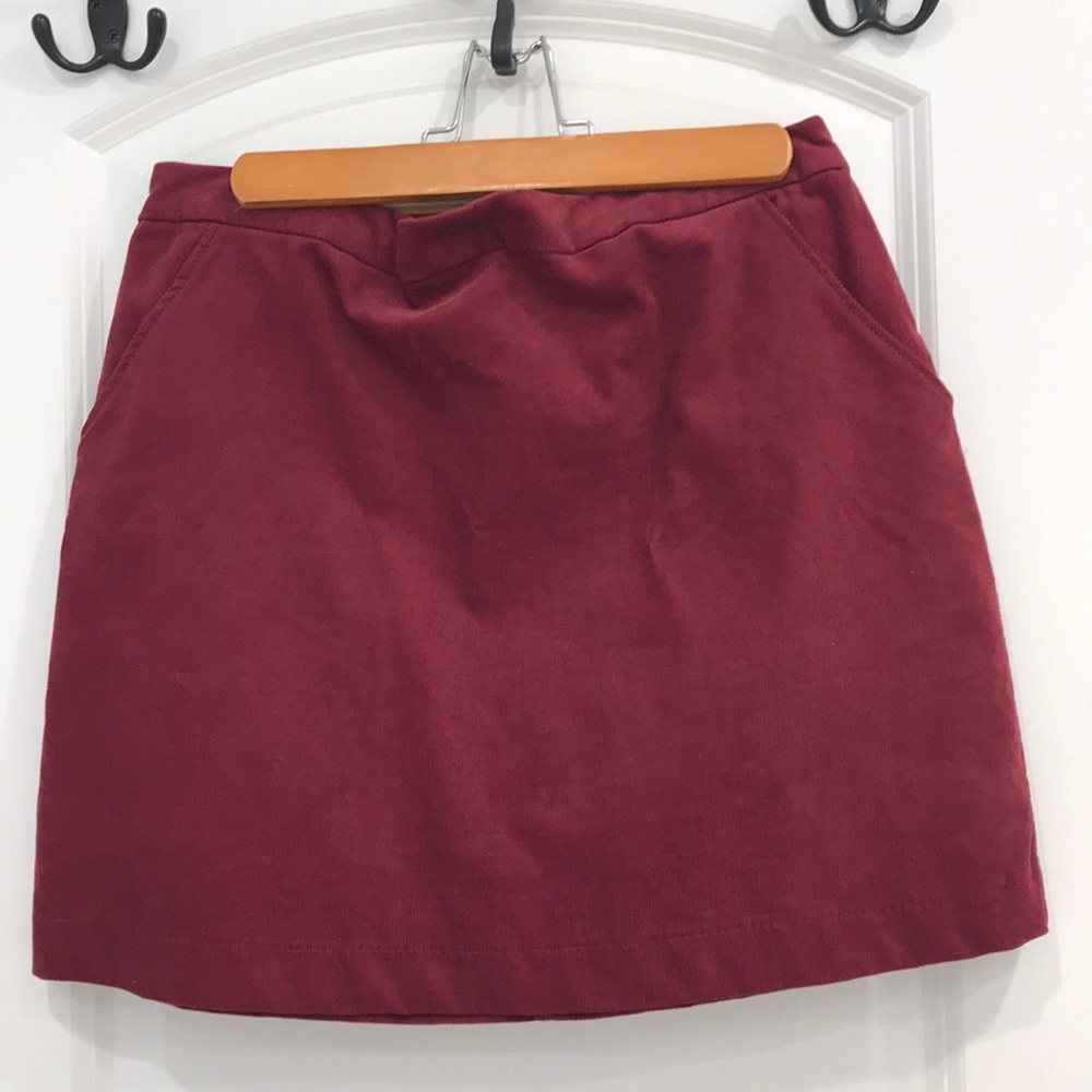 H&M Red Corduroy Mini Skirt NWT
